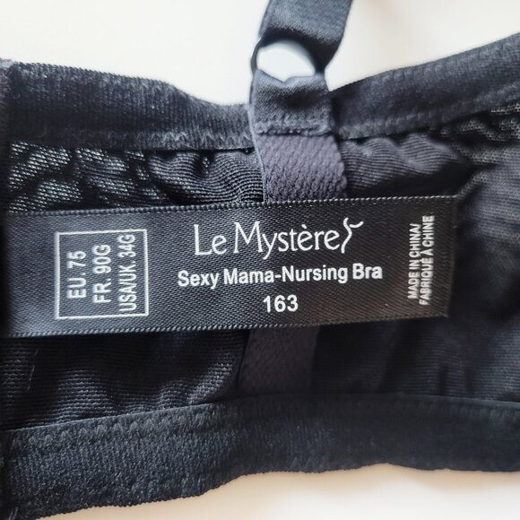 New Le Mystere French Lace Nursing Bra 34G Sexy Mama Collection NWT Black 163 - Picture 6 of 9